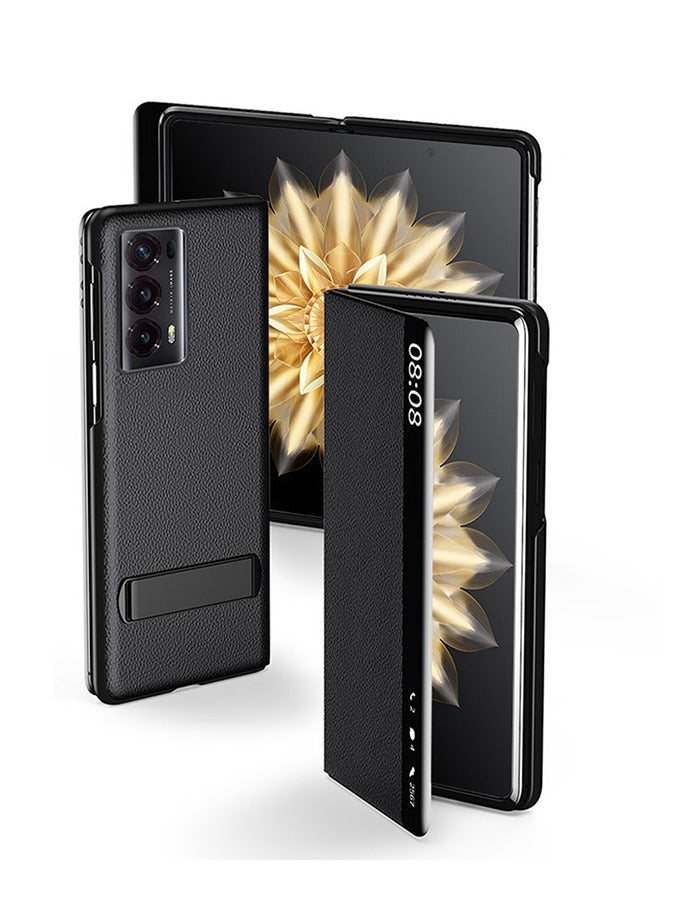 حافظة متوافقة مع Huawei Honor Magic V2 5G من الجلد الفاخر مع لمسة ذكية ونوافذ قابلة للإمالة ودعامة لحماية Honor Magic V2 - Image 1