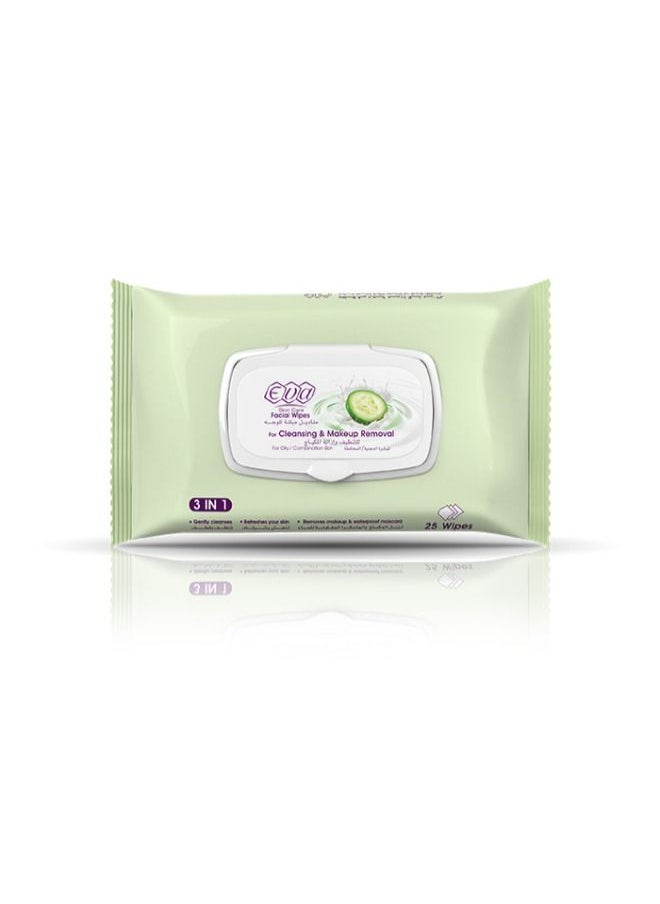 Eva 2-Piece set Cleansing & Makeup Removal Facial Wipes For All Skin Types  ( 2 X 25 Wipes)  - Image 2