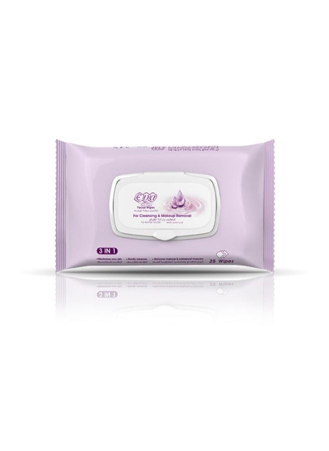 Eva 2-Piece set Cleansing & Makeup Removal Facial Wipes For All Skin Types  ( 2 X 25 Wipes)  - Image 3