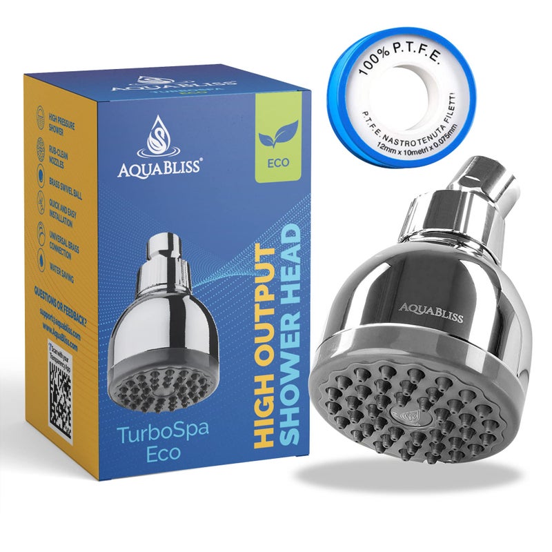 AquaBliss TurboSpa ECO 3 Inch High Pressure Shower Head w/Flow Restrictor Melts Stress into Bliss at Full Power. 42 Nozzle Wide Spray High Flow Showerhead Drenches You Fast, No Dry Spots Guaranteed - Image 1