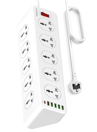 شريط طاقة مزود بمقابس طاقة مزودة بـ 10 منافذ وواقي من التيار الزائد و6 منافذ USB ومقابس محول شحن سريع 30 وات PD+QC وكابل تمديد طاقة عالي التحمل بطول 2 متر - pzsku/Z278EDE9D0D63540DC415Z/45/_/1704974565/b7c9e2e1-abd1-48f1-ace1-8c8abf6925a9