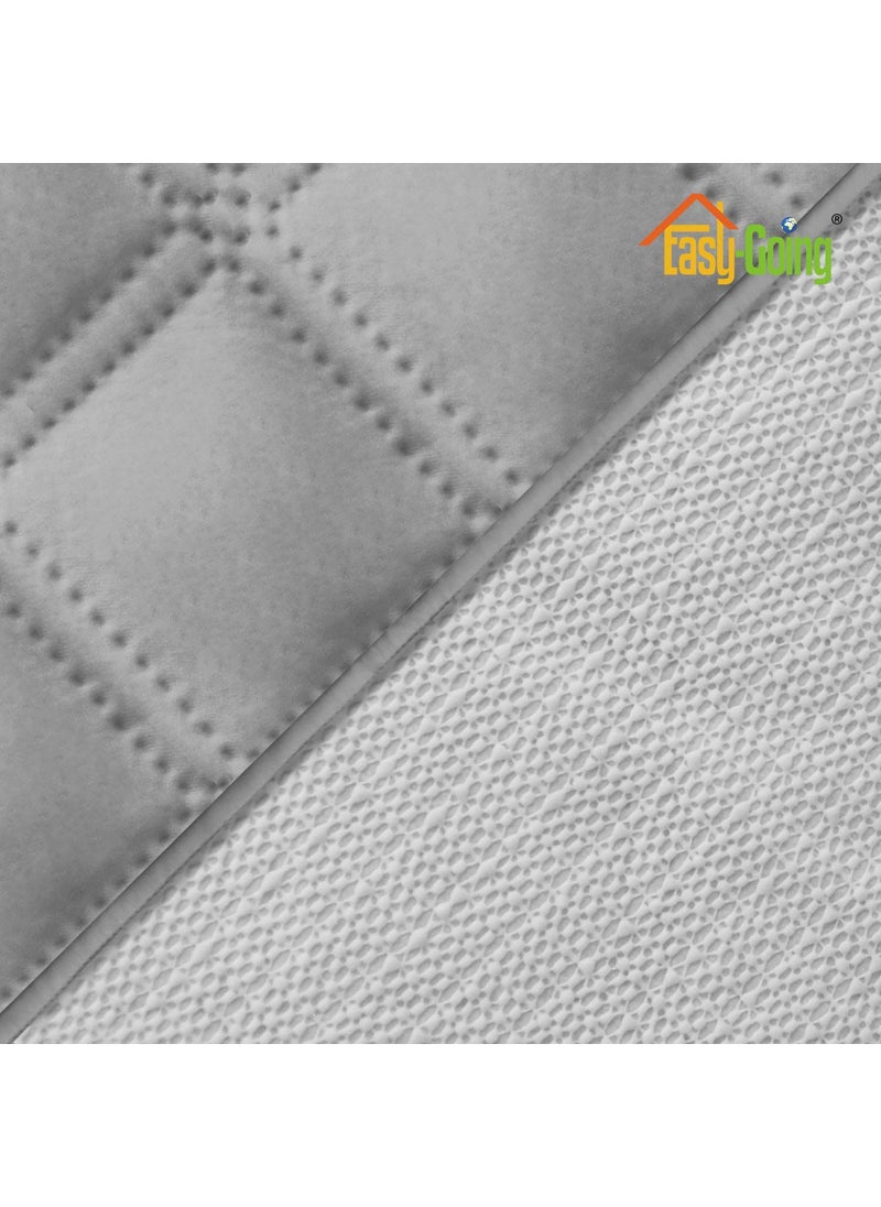 Easy-Going - Easy-Going Whole Fabric No Stitching Slip Resistant Non-Slip Fabric Waterproof Checkered Furniture Protector Couch Slipcover Sofa Cover Pets Covers (Grey, large) - Image 1