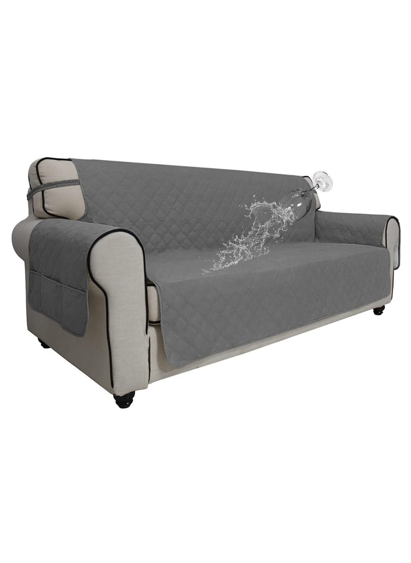 Easy-Going - Easy-Going Whole Fabric No Stitching Slip Resistant Non-Slip Fabric Waterproof Checkered Furniture Protector Couch Slipcover Sofa Cover Pets Covers (Grey, large) - Image 1
