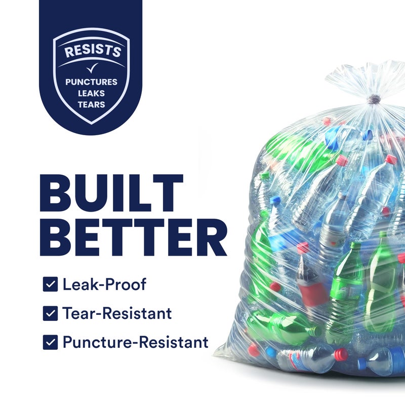 Plasticplace Heavy Duty 55-60 Gallon Trash Bags â€“ Clear Garbage Can Liners (38â€ x 58â€) â€“ Durable Multiuse, Puncture-Resistant, 50 Count â€“ Ideal for Kitchens, Warehouses and Recycling Trashbags 1.5 Mil - Image 2
