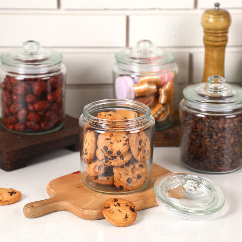 Layhit 6 Pcs Glass Jars 30 oz Candy Jar with Lid Glass Containers with Lids Candy Buffet Containers Set Glass Cookie Jars Canister Sets for Clear Kitchen Storage Airtight, 6.1 Inches Height - Image 4