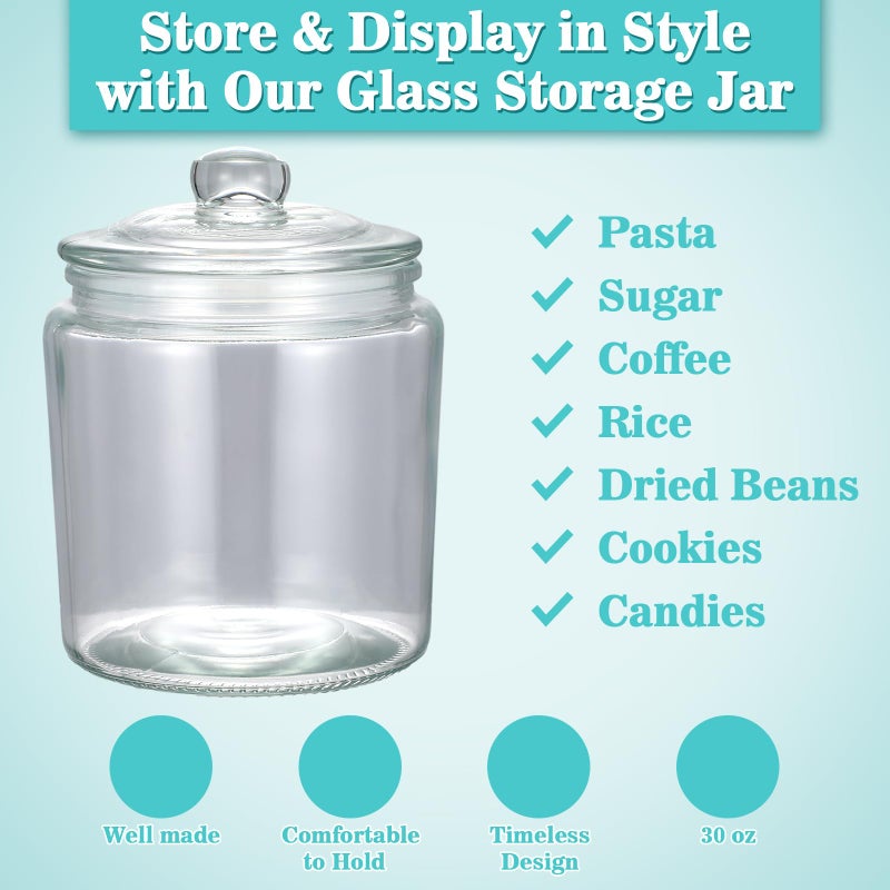 Layhit 6 Pcs Glass Jars 30 oz Candy Jar with Lid Glass Containers with Lids Candy Buffet Containers Set Glass Cookie Jars Canister Sets for Clear Kitchen Storage Airtight, 6.1 Inches Height - Image 3