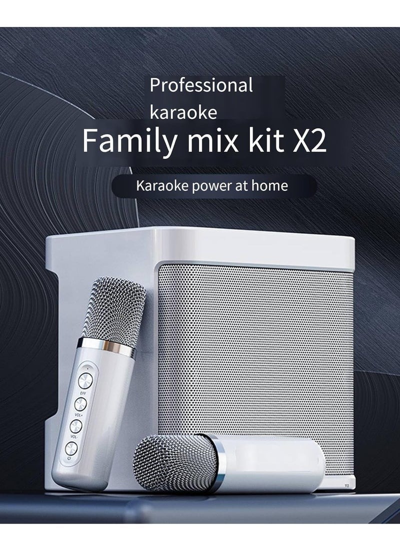 Gravity Karaoke Machine with 2 Wireless Microphones, Portable Bluetooth PA Speaker with Echo & Vocal Cut, Supports TF, AUX-in, USB Flash Disk for Indoor & Outdoor Party, Family Karaoke Singing - Image 2