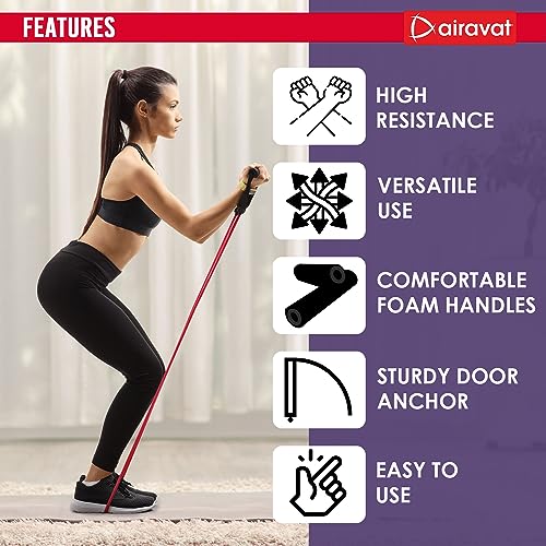 Airavat 4501 Natural Latex Level-1 Exercise Tube with Foam Handle (Black) - Image 3