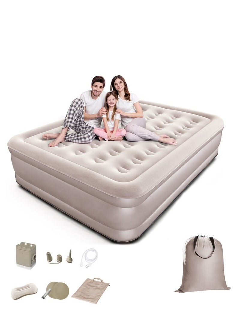 JAJEEK - Double Outdoor Camping Waterproof Air Mattress, Fast Auto Inflatable Bed, Portable Home Inflatable Sofa Bed, Built-in Electric Pump - Inflatable Outdoor Mat for Tent, Camping, Car & Truck | Easy Setup, Comfortable & Durable - Image 1