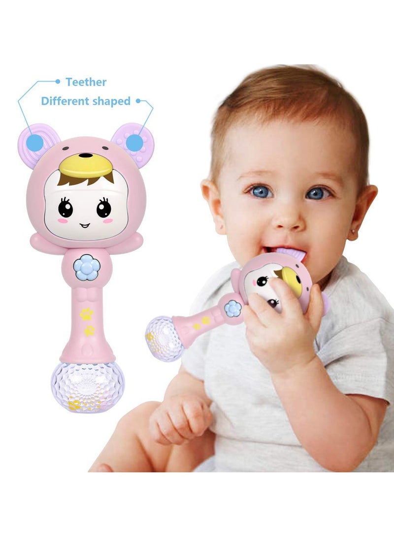 KASTWAVE Baby Girl Toys, Light Up Musical Rattle Teether Toy for Babies With Toddlers BPA Free Infant Sensory Molar Rattle Teething Toys for Baby Girls Hand Grip Pink - Image 4
