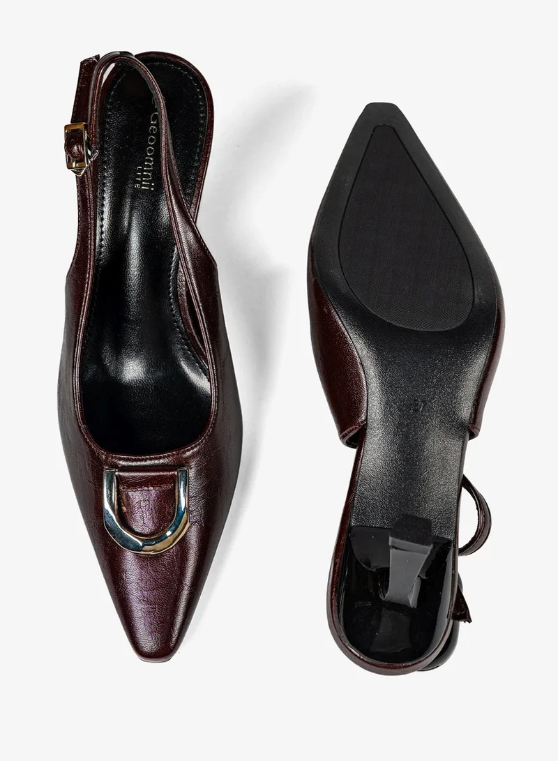 Geoomnii RED Geoomnii Mid Heel Mules for Women – Stylish Backless Slip-On Heels for Office, Party & Everyday Wear for Women | Best Price UAE