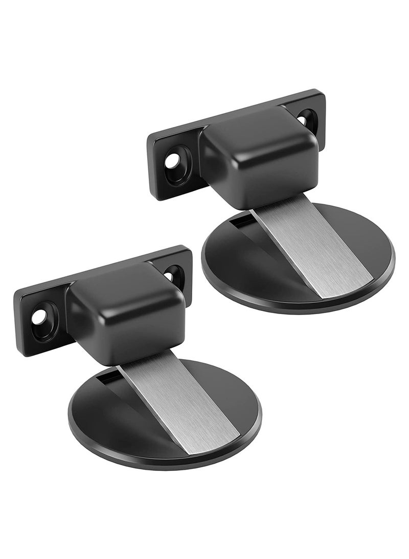 Magnetic Door Stopper 2 Pack - No Drill Metal Door Stop for Enhanced Security, Fits Door Gaps 0.2-0.4 Inch (Black) - Easy Installation, Durable & Stylish - Image 1