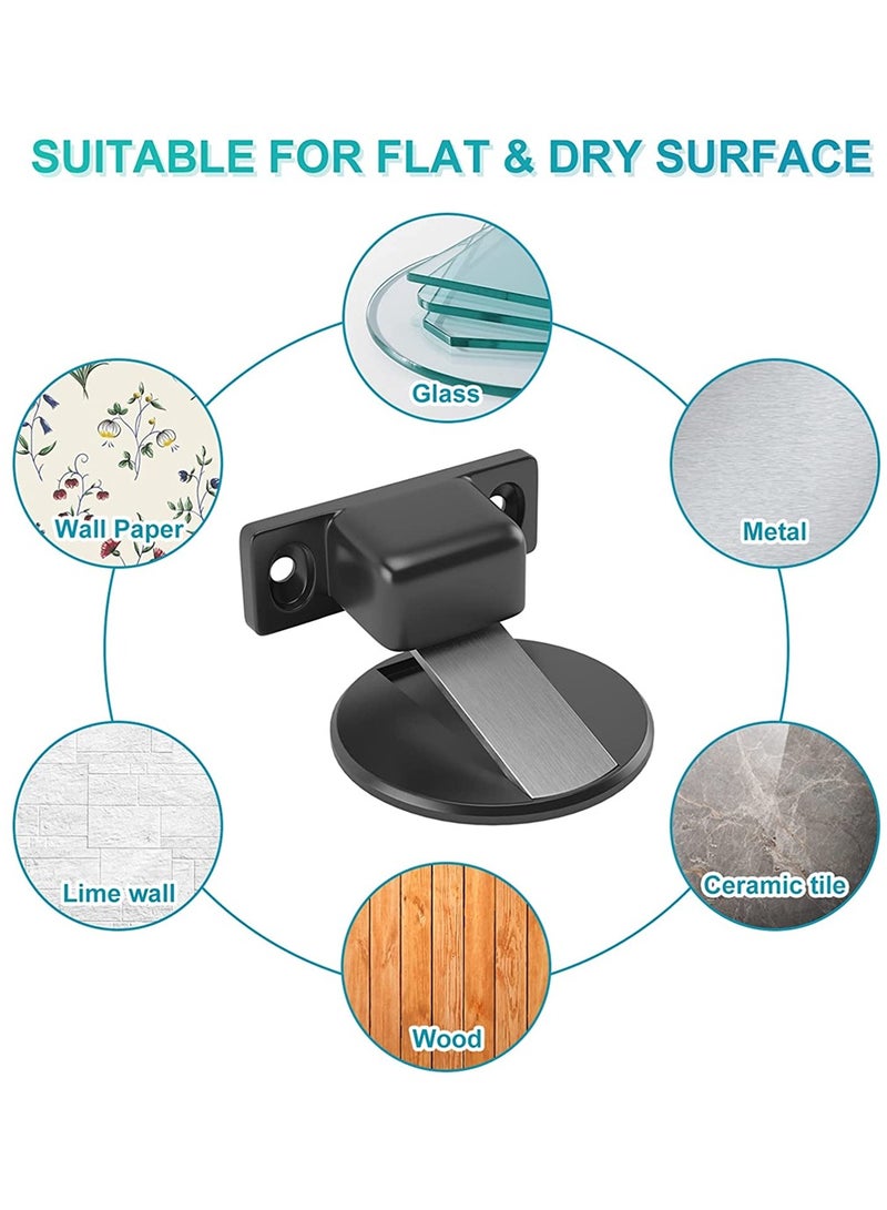 Magnetic Door Stopper 2 Pack - No Drill Metal Door Stop for Enhanced Security, Fits Door Gaps 0.2-0.4 Inch (Black) - Easy Installation, Durable & Stylish - Image 3