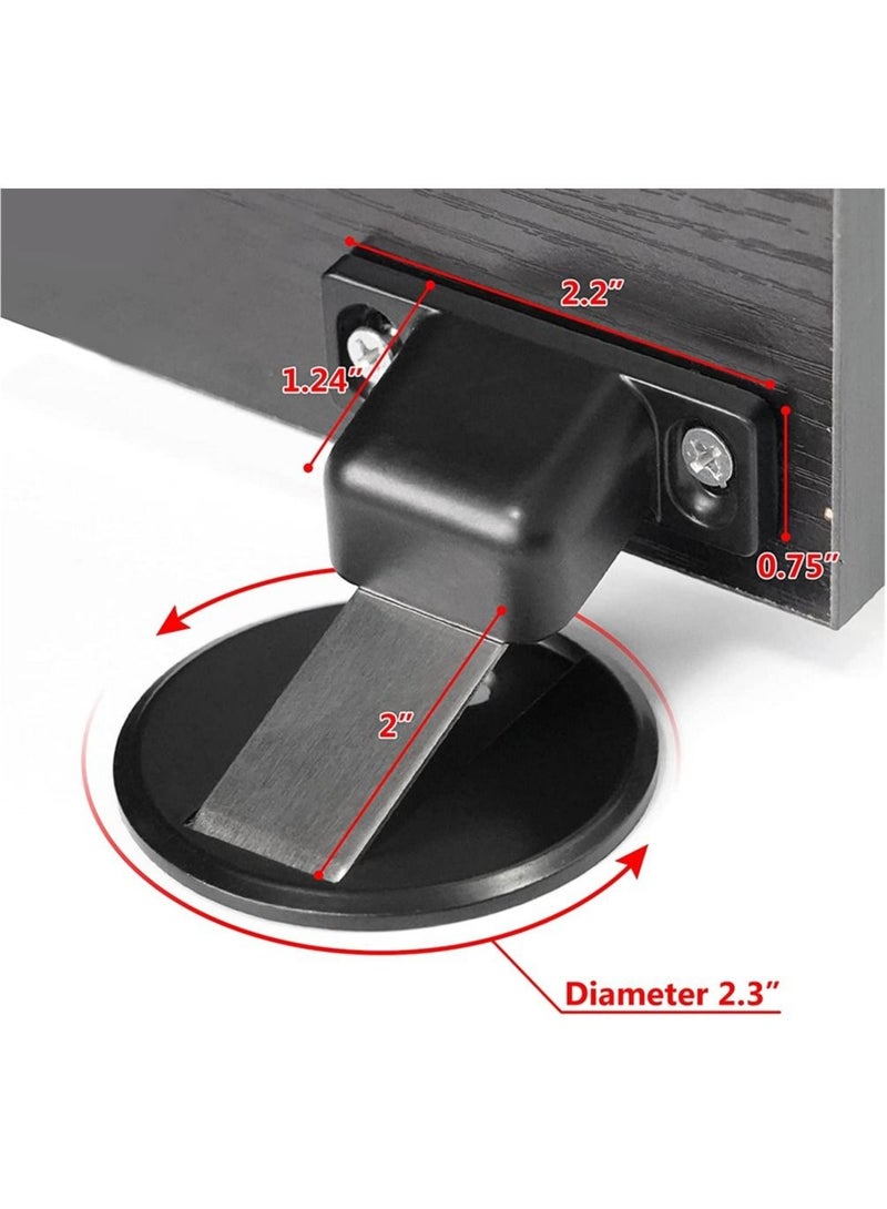 Magnetic Door Stopper 2 Pack - No Drill Metal Door Stop for Enhanced Security, Fits Door Gaps 0.2-0.4 Inch (Black) - Easy Installation, Durable & Stylish - Image 2