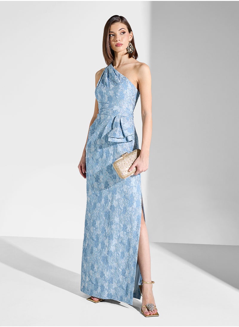 AIDAN MATTOX Printed One Shoulder Maxi Dress  - Image 4