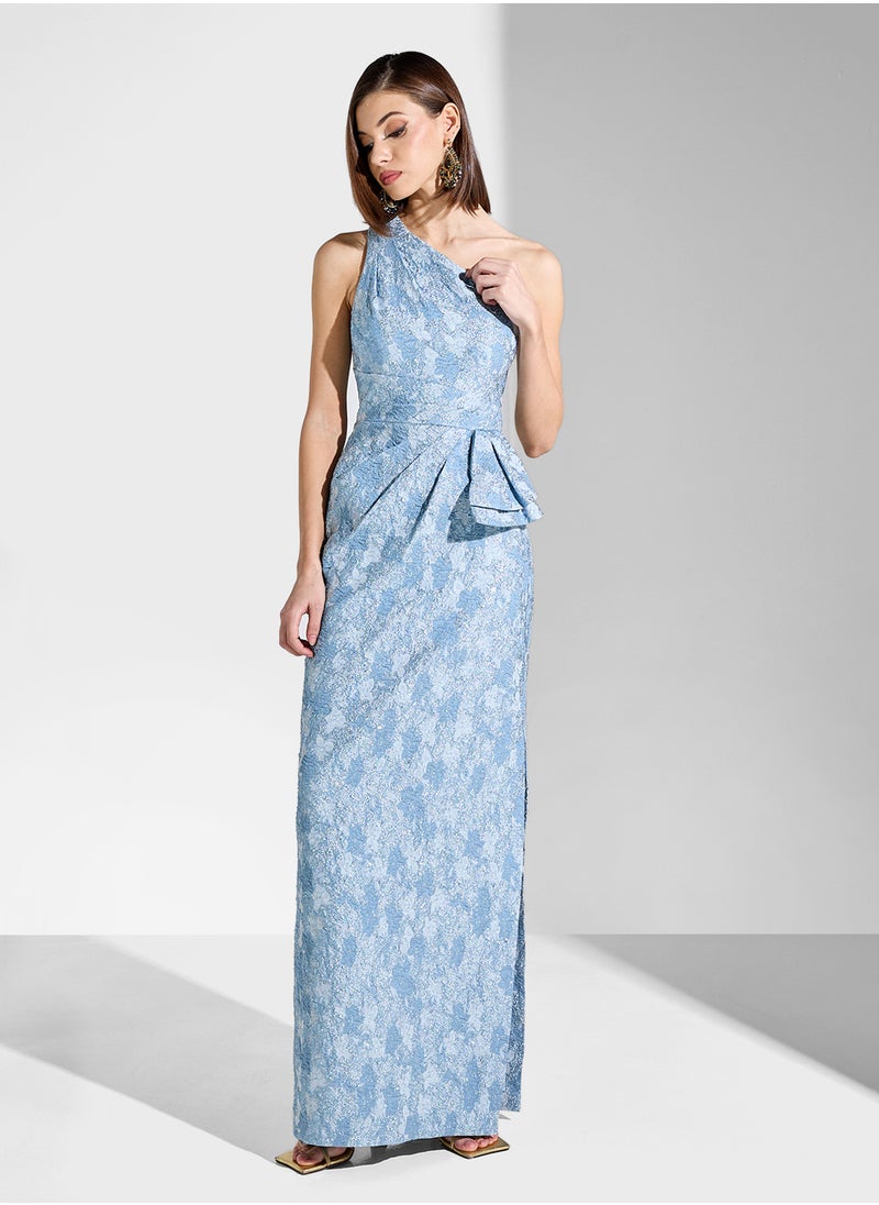 AIDAN MATTOX Printed One Shoulder Maxi Dress  - Image 1