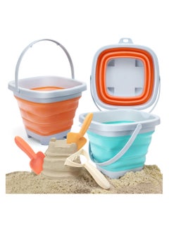 TUMAMA KIDS Tumama Kids 6 Pieces Foldable Sand Backets Beach Toys Set For Kids Collapsible Bucket Castle Molds Shovels Rake Tool Kits  - Image 1