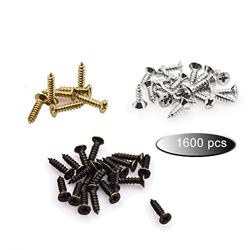 newlng 1600pcs 2.5MM Small Screws Phillips Flat Head Cross Self Tapping Tiny Screw Cabinet Electronic Accessories Multifunctional DIY Micro Woodworking Mini Screw Set Gold Black Silver - Image 3