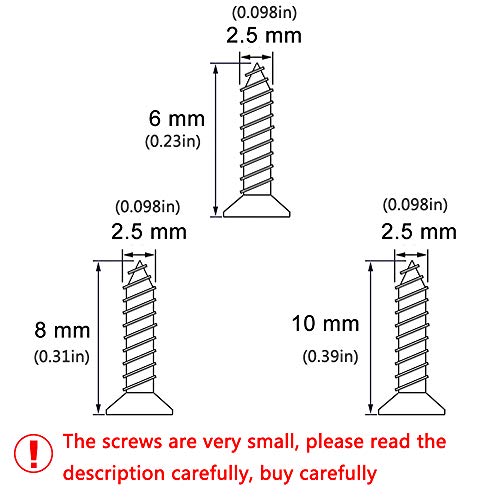 newlng 1600pcs 2.5MM Small Screws Phillips Flat Head Cross Self Tapping Tiny Screw Cabinet Electronic Accessories Multifunctional DIY Micro Woodworking Mini Screw Set Gold Black Silver - Image 2