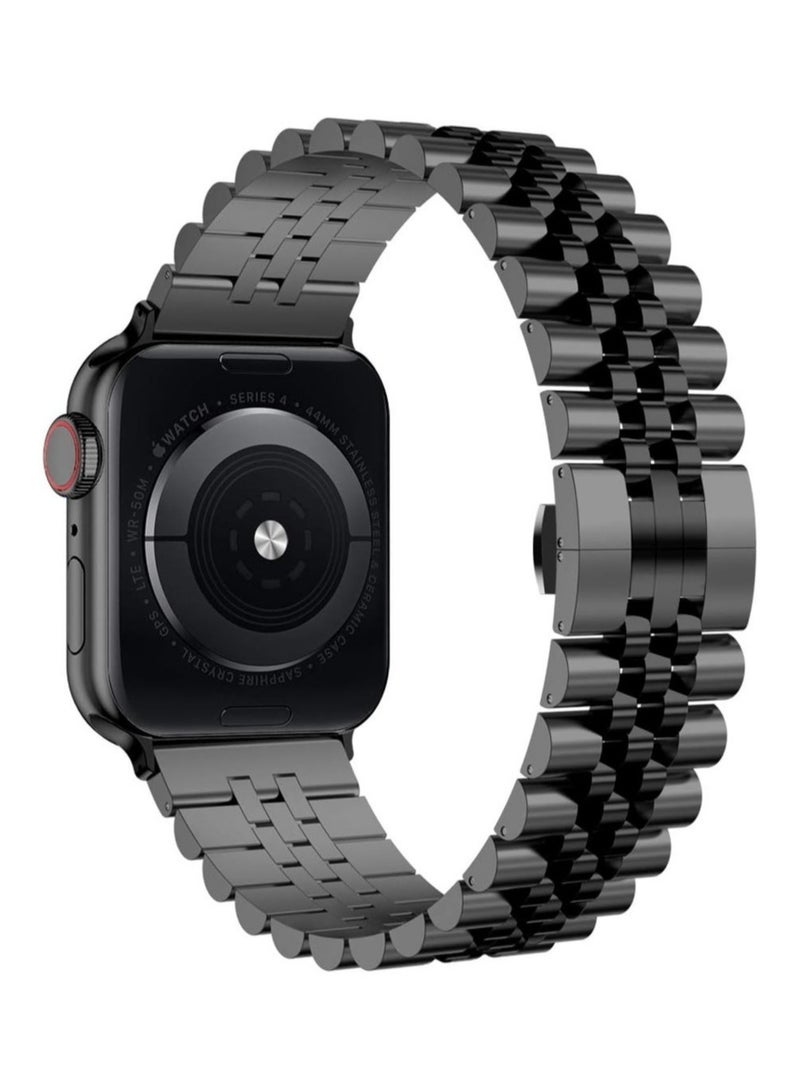 ELTRAZONE Compatible with Apple Watch Band 44mm 42mm 40mm 38mm Stainless Steel Heavy Band with Butterfly Folding Clasp Link Bracelet for iWatch Series 6/SE Series 5/4/3/2/1 - Image 1