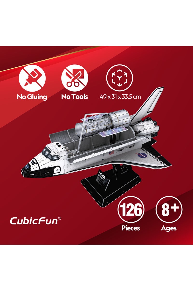 CubicFun 3D Puzzle NASA Space Shuttle Discovery 126-Pieces with Display Stand & Nameplate| Easy to Assemble | Display Puzzle | No-Glue or Scissors Needed! | Building Kit | Puzzle for Kids & Adults | Challenging Puzzle | Arts & Crafts | Perfect for Stress Reliever and Puzzle Lovers - Image 4