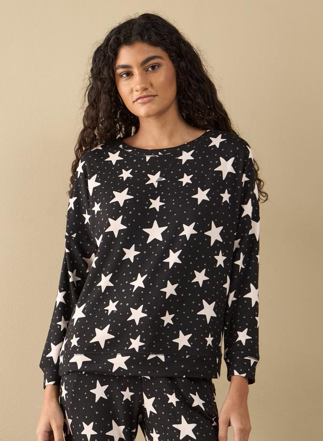 سبلاش فيڤ طقم بيجامة وتيشيرت بأكمام طويلة وطبعة نجوم شاملة - Image 2