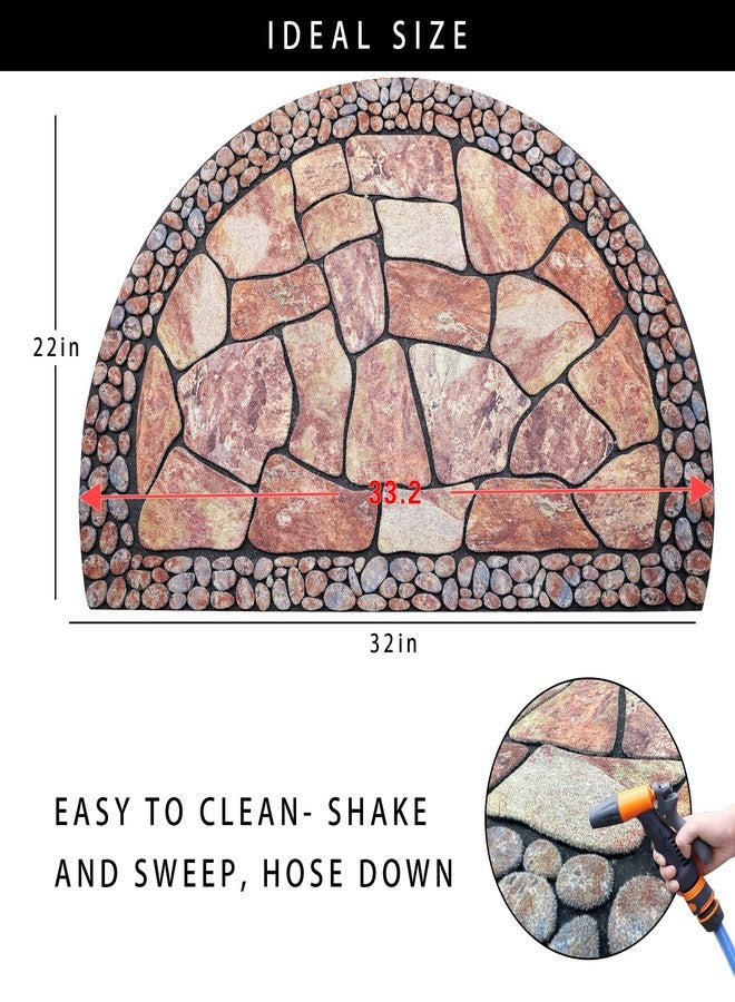 Eanpet Decorative Doormat Outdoor Rubber Mat for Front Door Entrance Mat Indoor 2x3 Rug for Front Door Entry Non Slip Mat Outside Doormat Half Round (Cobble) - Image 2