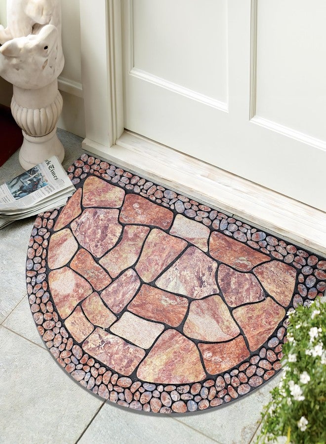 Eanpet Decorative Doormat Outdoor Rubber Mat for Front Door Entrance Mat Indoor 2x3 Rug for Front Door Entry Non Slip Mat Outside Doormat Half Round (Cobble) - Image 1