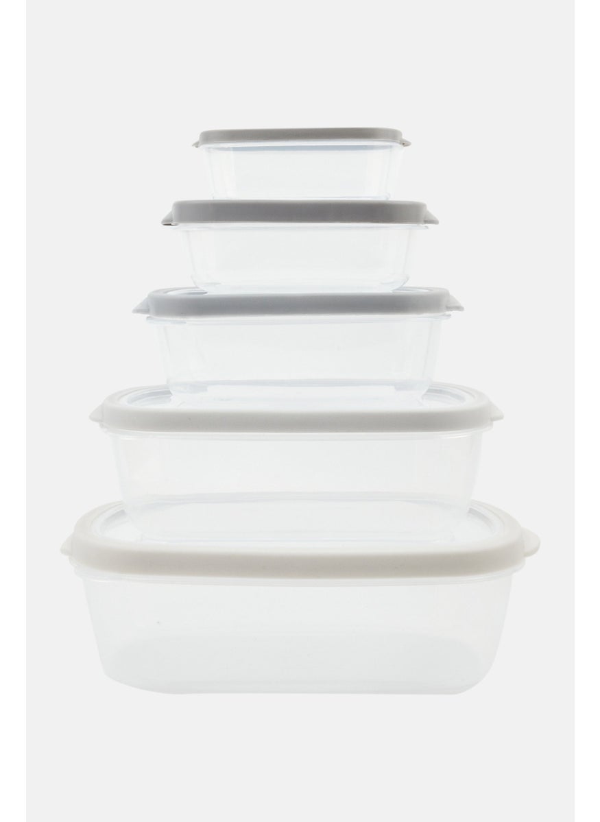 Just Cook - 10 Piece Nesting Rectangle Food Storage Set, Light Grey - Image 1