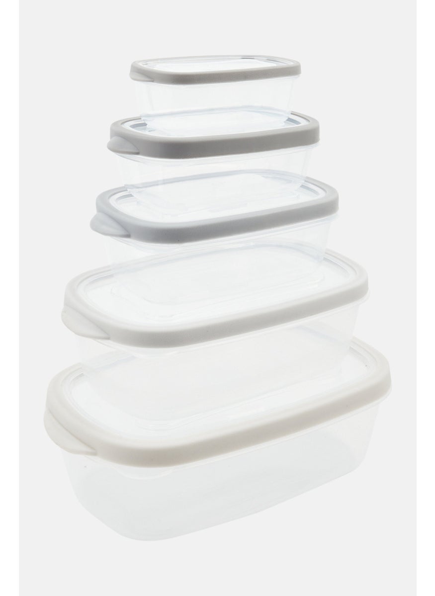 Just Cook - 10 Piece Nesting Rectangle Food Storage Set, Light Grey - Image 1