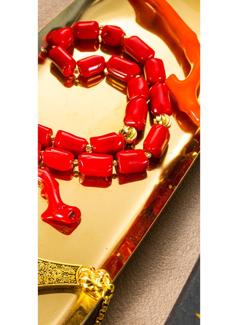 سبحة مرجان أحمر معالج 33 خرزة | مرجان موثق بشهادة فردية | تحقق عبر المسح | علبة هدايا أنيقة | هدية إسلامية للرجال - Image 4