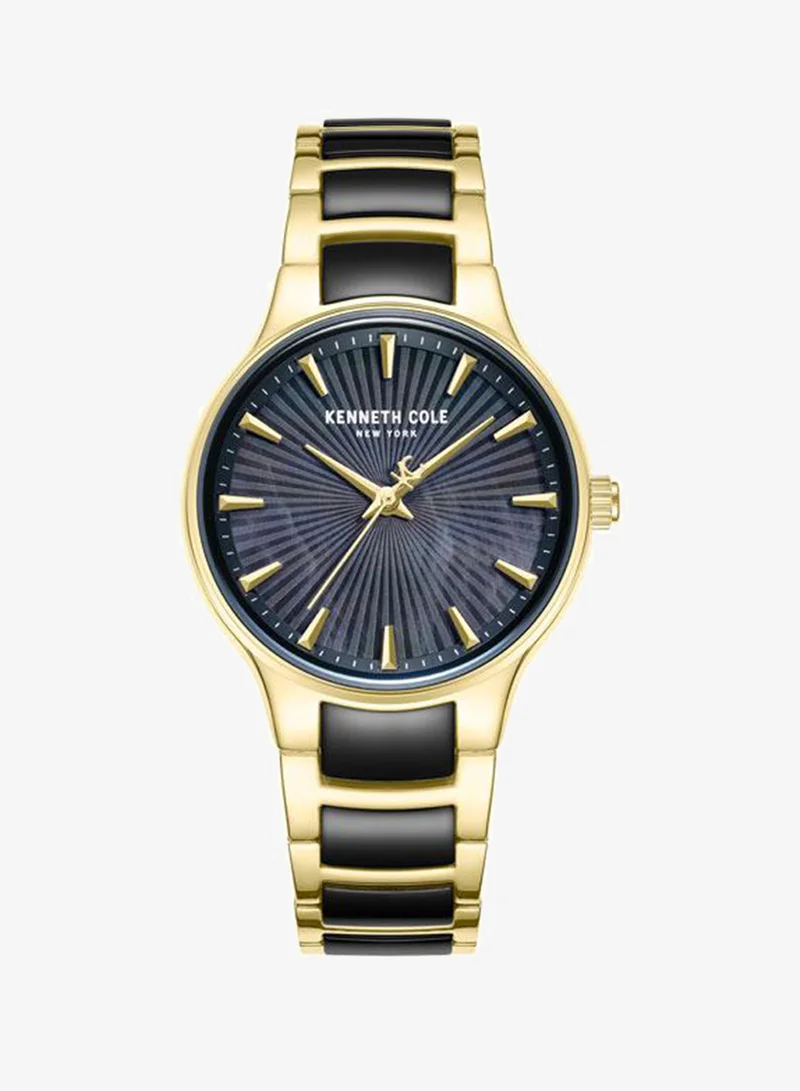 Kenneth Cole New York Monroe Black Mother-of-pearl Dial Stainless Steel Bracelet Analog Watch for Women - 34mm