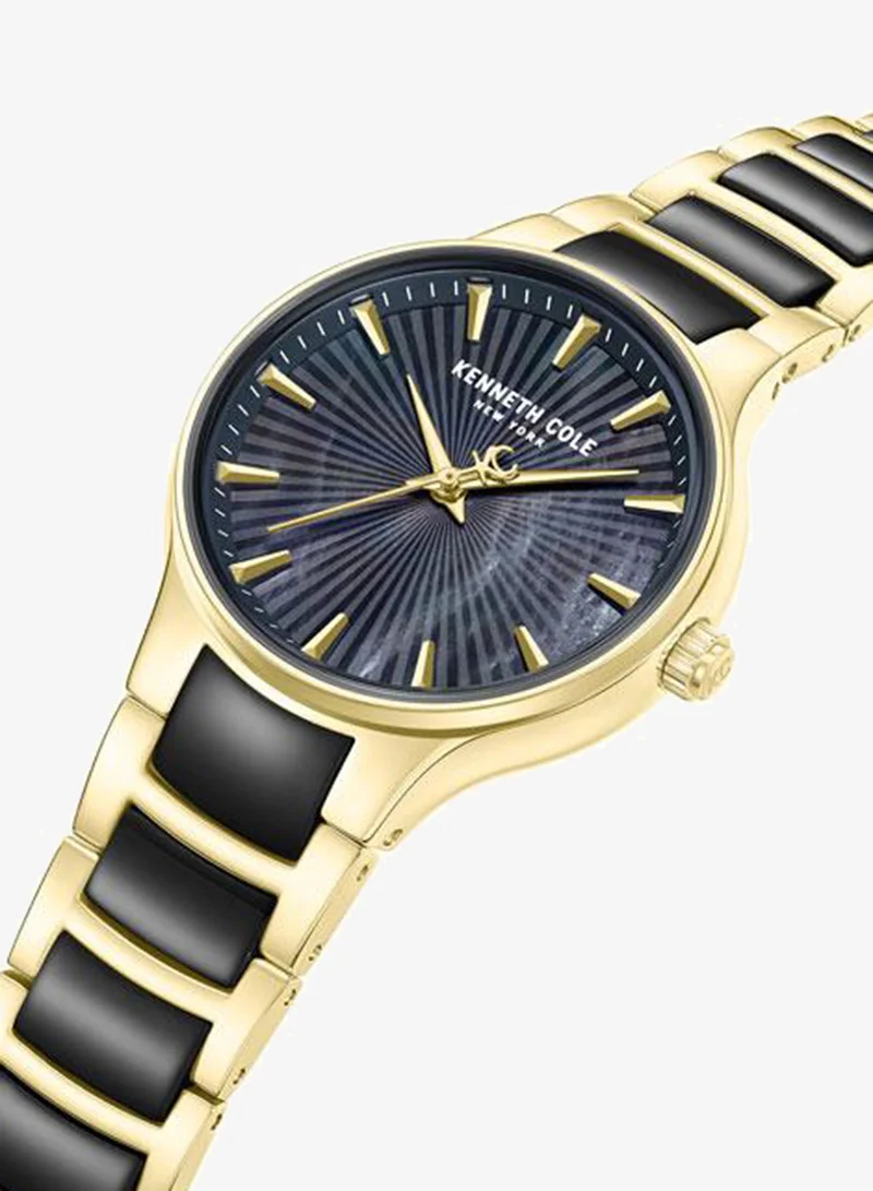 Kenneth Cole New York Monroe Black Mother-of-pearl Dial Stainless Steel Bracelet Analog Watch for Women - 34mm