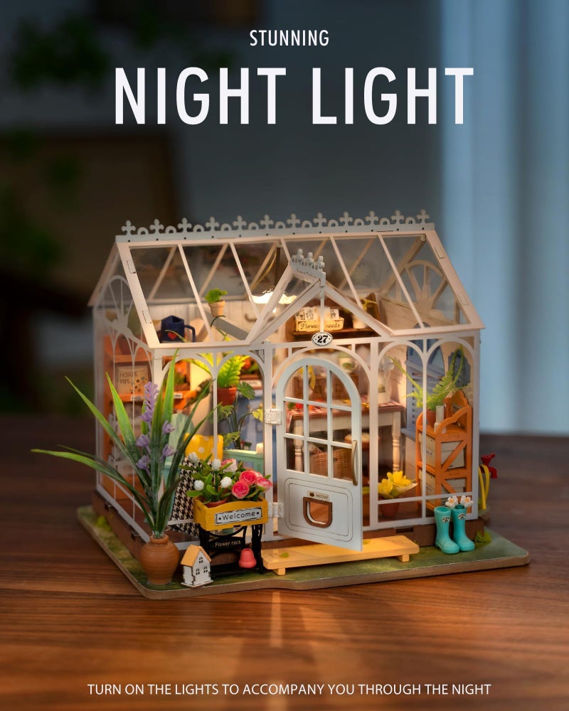 Rolife DIY Miniature House Kit for Adults, Easy Assemble Mini Greenhouse Dollhouse Building Model Sets, Tiny Wooden Garden House Hobby Crafts as Unique Gift Ideas or Home Decor - Image 3