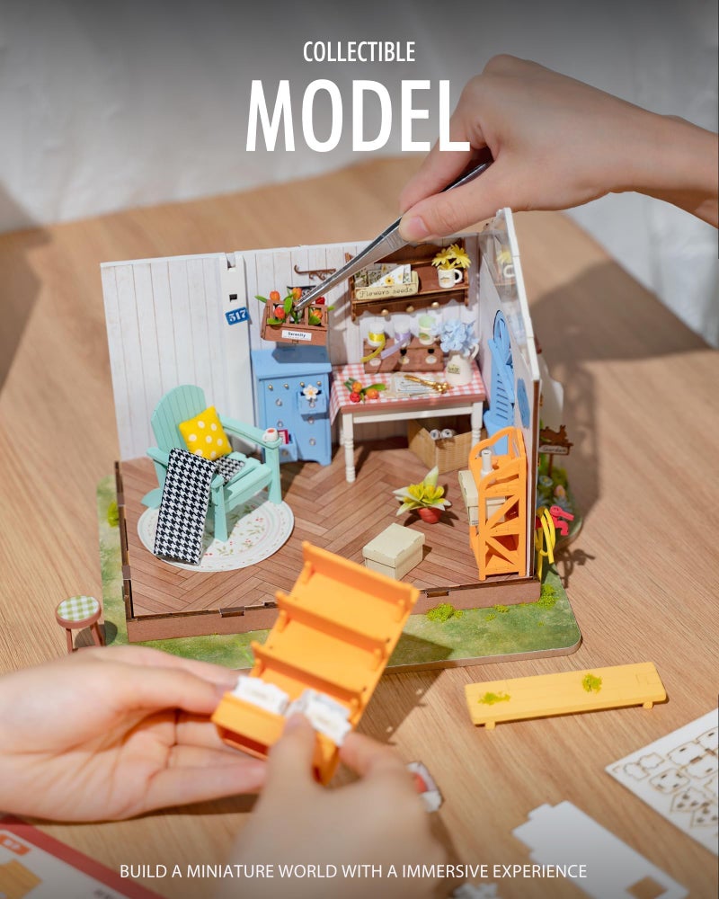 Rolife DIY Miniature House Kit for Adults, Easy Assemble Mini Greenhouse Dollhouse Building Model Sets, Tiny Wooden Garden House Hobby Crafts as Unique Gift Ideas or Home Decor - Image 2