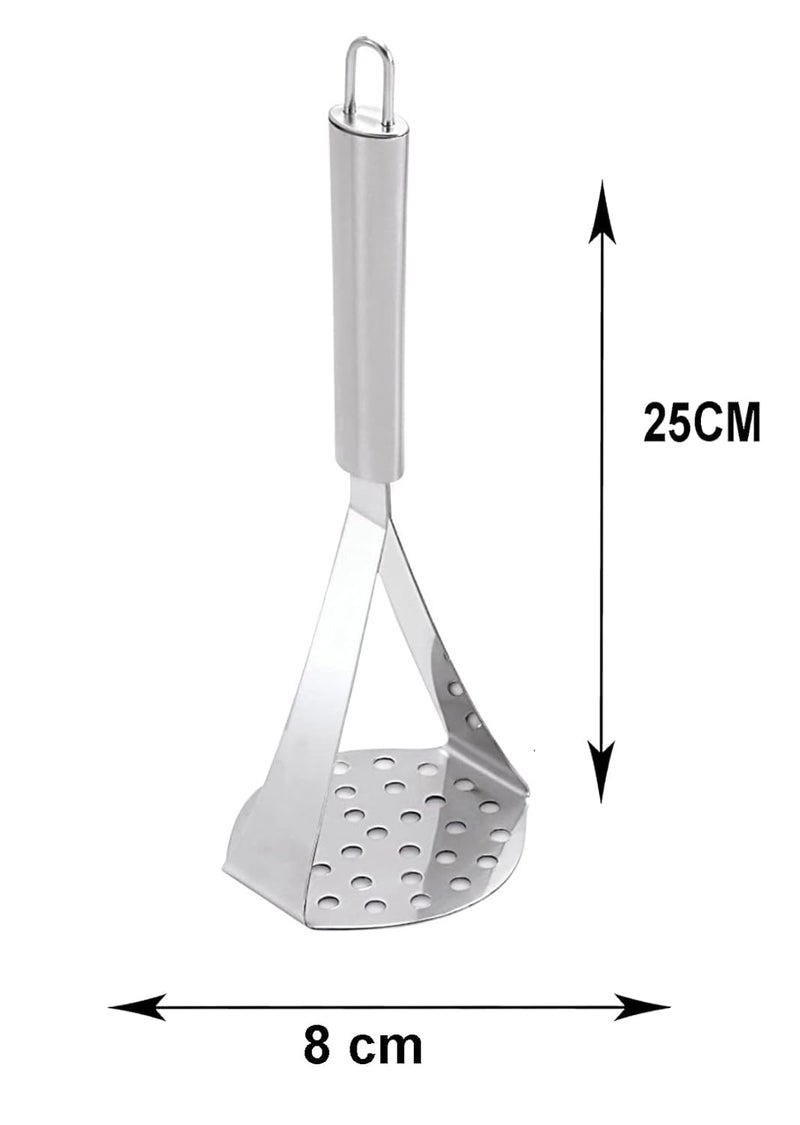 EVK® Stainless Steel Potato Crusher Vegetable Smasher Pav Bhaji Masher with Handle and Manual Egg Beater Whisk for Effortless Kitchen Uses (Whisker 30CM and Masher 25CM Combo) - Image 3