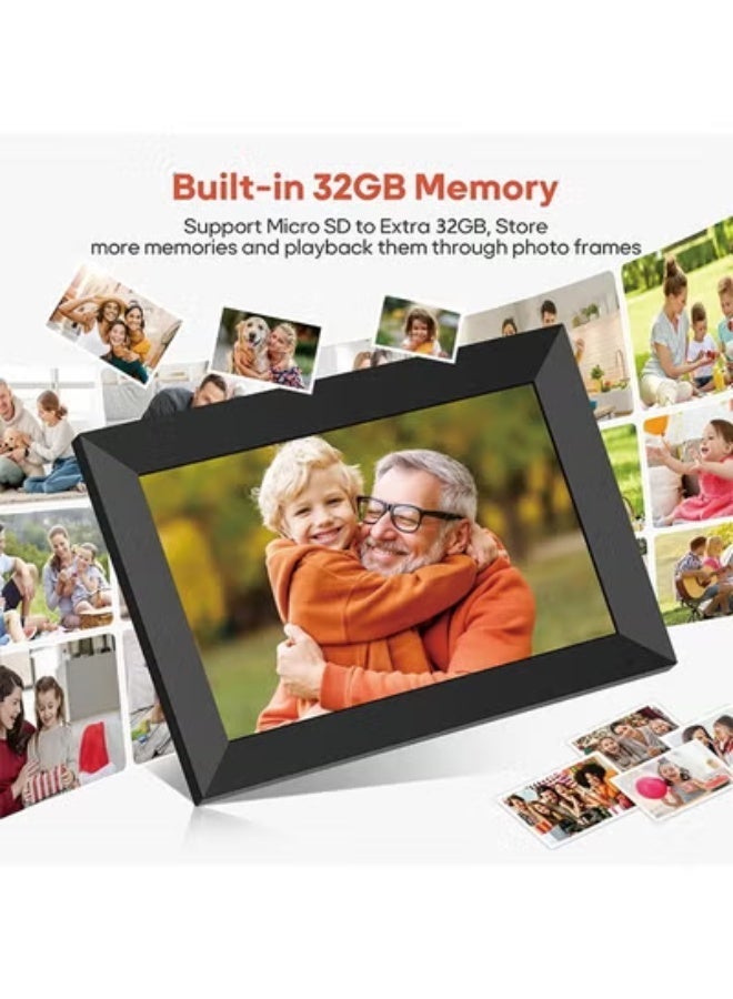 إطار صور رقمي واي فاي مقاس 10.1 بوصة، شاشة لمس IPS عالية الدقة 1280×800، ذاكرة 32 جيجابايت، دوران تلقائي، قابل للتعليق على الحائط، مشاركة الصور/الفيديوهات فورًا عبر التطبيق من أي مكان - Image 3