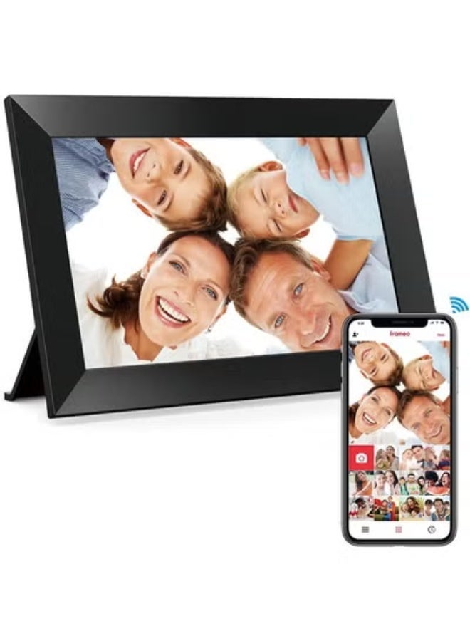 إطار صور رقمي واي فاي مقاس 10.1 بوصة، شاشة لمس IPS عالية الدقة 1280×800، ذاكرة 32 جيجابايت، دوران تلقائي، قابل للتعليق على الحائط، مشاركة الصور/الفيديوهات فورًا عبر التطبيق من أي مكان - Image 1