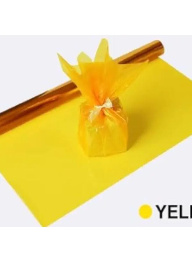 لفافة سيلوفان شفافة للهدايا باللون الأصفر رقم 7 - 33 × 118 بوصة لتغليف الهدايا وحفلات الأعياد - Image 1