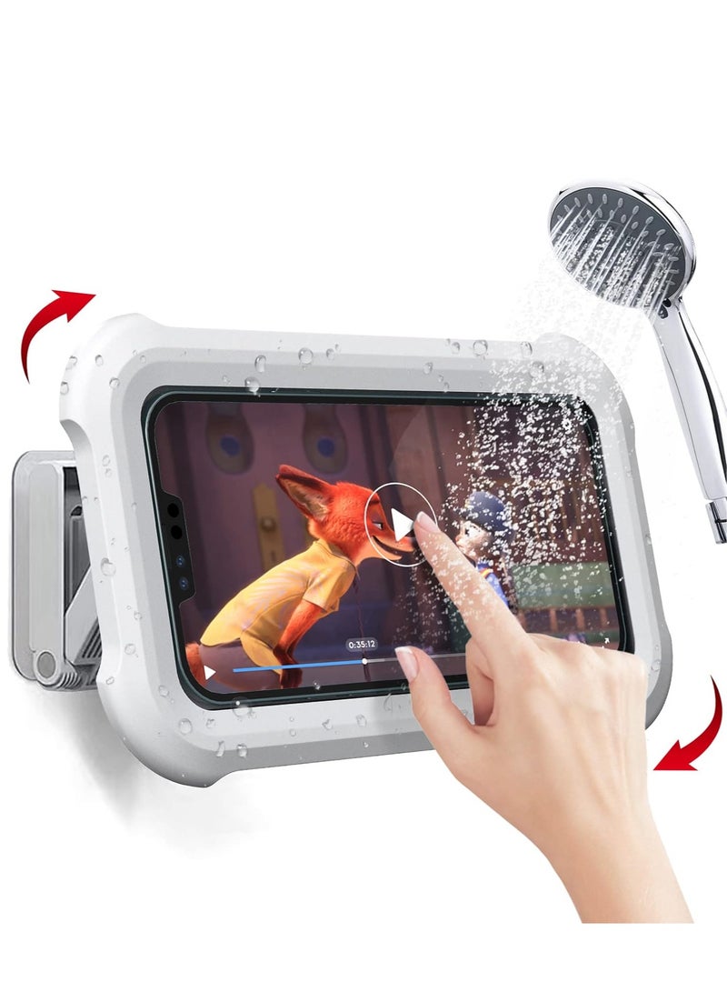 General Shower Phone Holder Waterproof,480° Rotatable Retractable Adjustable Shower Phone Case Holder, Bathroom Wall Phone Mount Stand Water Proof Anti Fog Case, Shower Accessories for 4-7" Phones  - Image 1