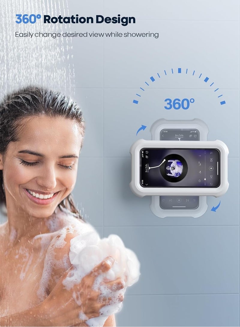 General Shower Phone Holder Waterproof,480° Rotatable Retractable Adjustable Shower Phone Case Holder, Bathroom Wall Phone Mount Stand Water Proof Anti Fog Case, Shower Accessories for 4-7" Phones  - Image 2
