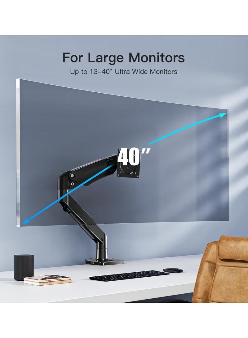Dual Monitor Arm Desk Mount for 13–35 Inch Screens, Height Adjustable Full Motion VESA Monitor Stand with 2 USB Ports, Supports up to 26.4 lbs per Arm, Black - Image 2
