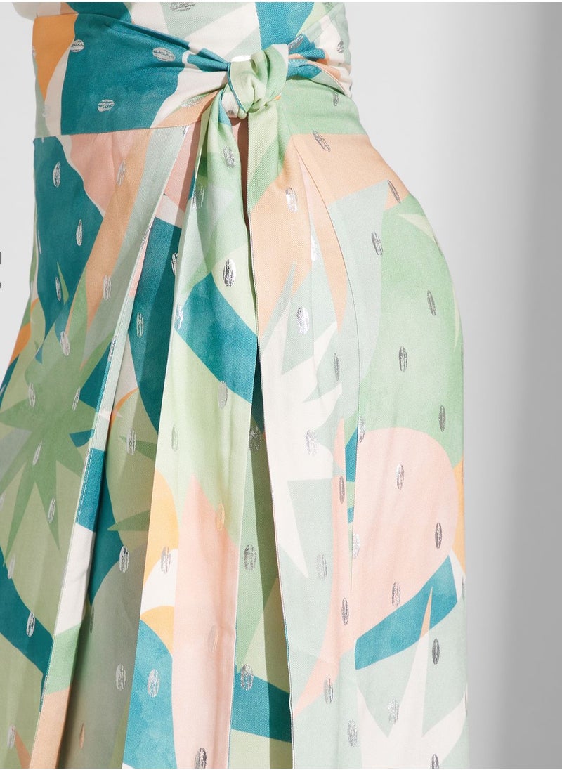 Never fully Dressed - Printed Side Slit High Waist Skirt - Image 1