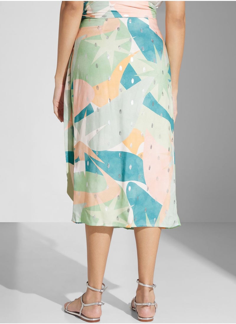 Never fully Dressed - Printed Side Slit High Waist Skirt - Image 1