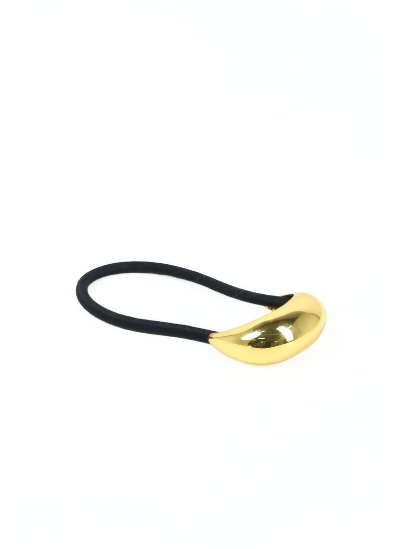 ZAAS Gold Pebble Metal Elastic Hair Tie - Image 1