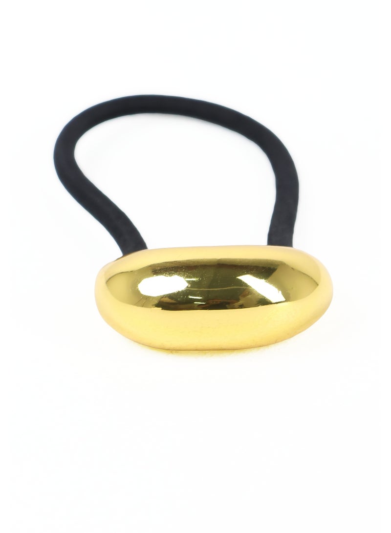 ZAAS Gold Pebble Metal Elastic Hair Tie - Image 4
