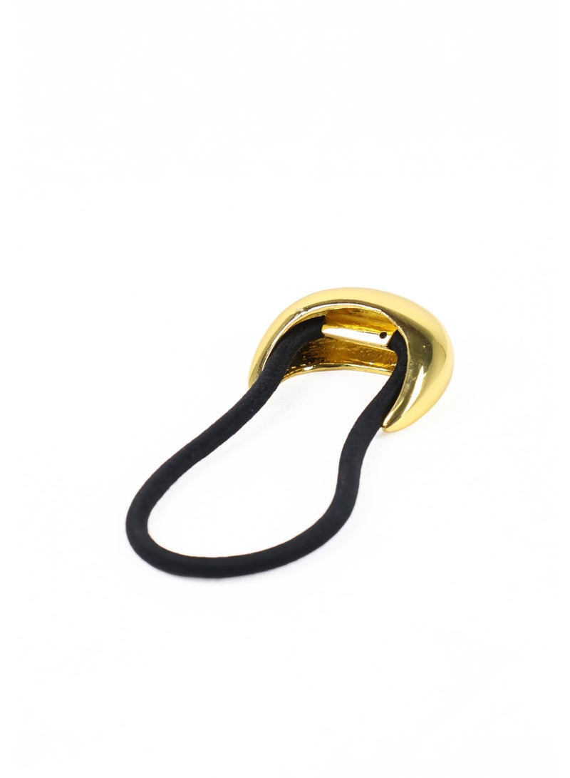 ZAAS Gold Pebble Metal Elastic Hair Tie - Image 2