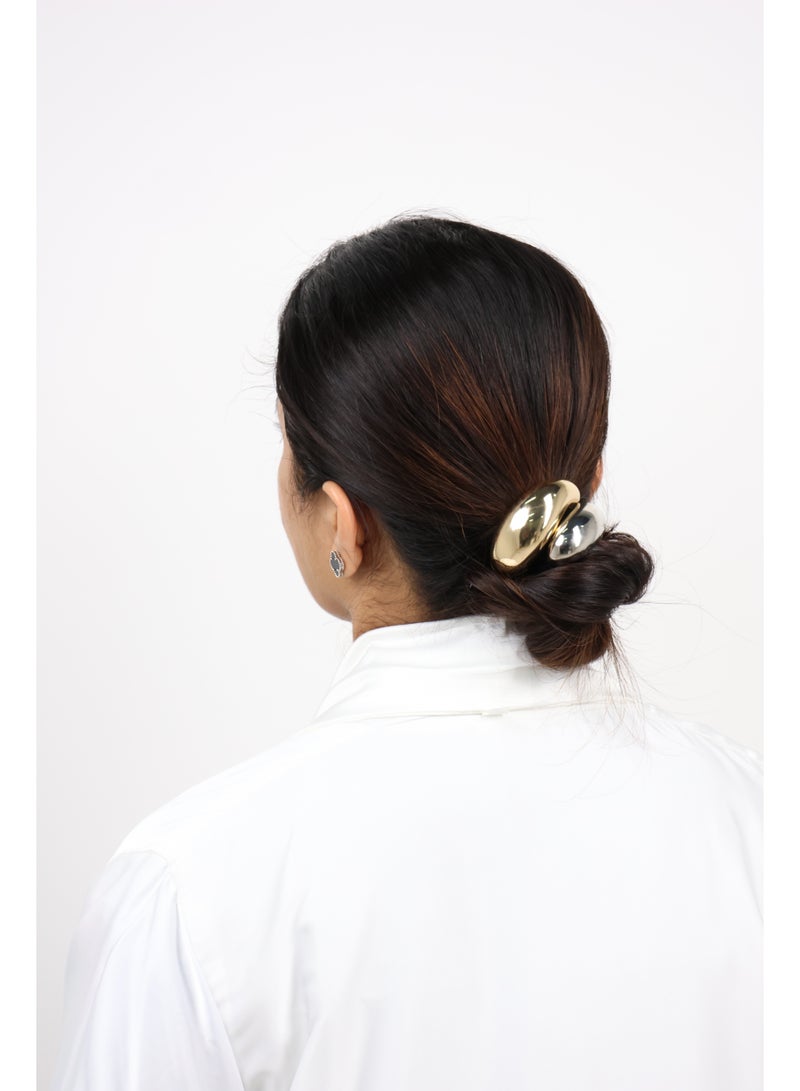 ZAAS Gold Pebble Metal Elastic Hair Tie - Image 5