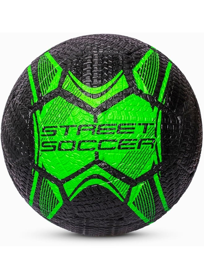 Vector X Street Soccer Rubber Moulded Football – Pump Included, Training & Outdoor Play, Size 5, Black/Green - Image 2