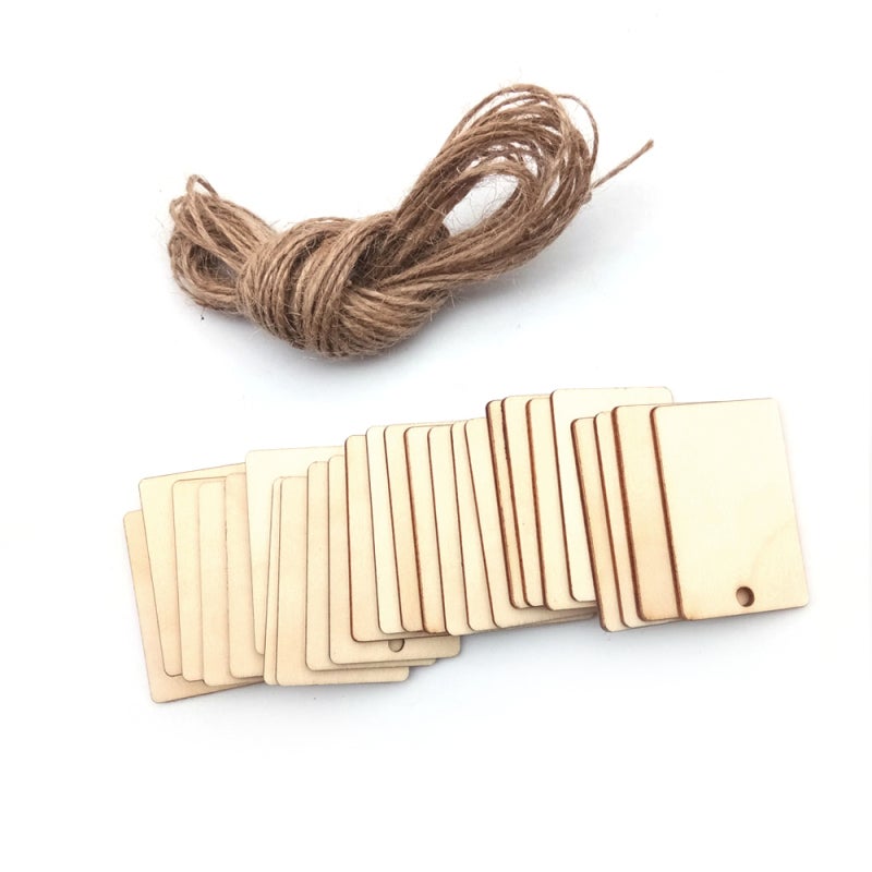 Wooden Decoration 2.5x1 Inch Rectangle Plywood Craft Tags - 25 Pack Lightweight Versatile Hanging Tags for Home Decor DIY Crafts Weddings - Image 1